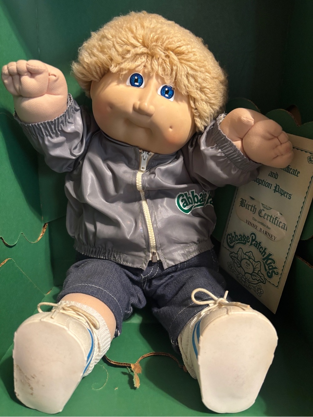 Cabbage Patch Kids Blonde Boy Doll in Silver Jacket